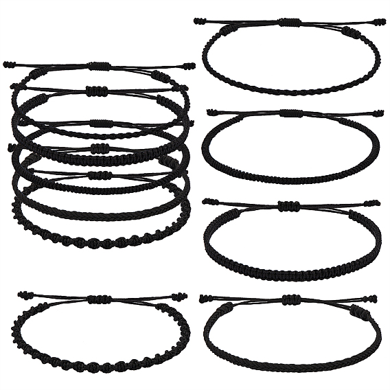 5Pcs 5 Style Nylon Thread Woven Braided Bracelets Set, Friendship Surfer Bracelets for Women