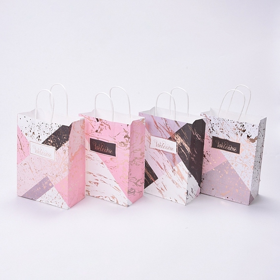 Paper Gift Bags with Handles, for Birthday, Christmas, Wedding and Party Celebrations, Rectangle