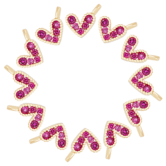 12подвески из латуни с микропаве из кубического циркония, долговечный, без свинца, без никеля и без кадмия, сердце