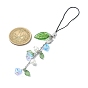 Flower & Leaf Transparent Acrylic & Glass Mobile Straps, Polyester Cord Mobile Accessories Decoration