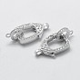 925 Sterling Silver Cubic Zirconia Lobster Claw Clasps, with 925 Stamp, Rectangle