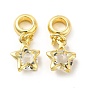 Clear Glass European Dangle Charms, with Rack Plating Alloy Findings, Large Hole Charms, Star