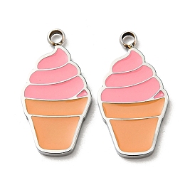 304 Stainless Steel Enamel Pendants, Ice Cream Charms, Stainless Steel Color