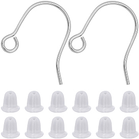 20 шт 316 хирургические крючки для серег из нержавеющей стали, с 20 пластиковыми ушными гайками