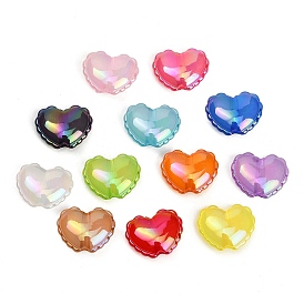 UV Plating Transparent Acrylic Beads, Iridescent, Heart