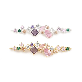 Подвески-подвески-цветочки из латуни с разноцветными кубическими циркониями