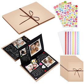 10Pcs Paper Journal Notebook, Blank Accordion Expanding DIY Notebook & Photo Ablum, with Elastic Band, Rectangle, with 42Pcs Paper Self-Adhesive Stickers