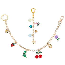 Сплав эмаль со стеклянным сердцем динозавр вишня подвеска алюминиевая панцирная цепочка сумка декоративные цепи, с принадлежностями для замены мешка, красочный