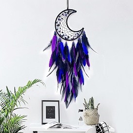 Cotton Woven Suncatchers, Feather Hanging Decorations, Moon