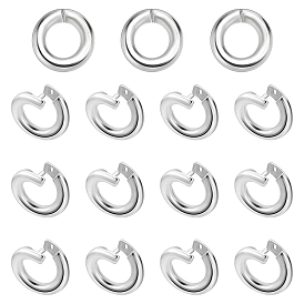 15 piezas 925 anillos abiertos de plata de ley, anillos de salto de bloqueo redondos
