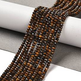 Natural Tiger Eye Beads Strands, Faceted, Rondelle