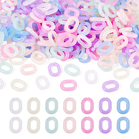 300Pcs Imitation Jelly Acrylic Linking Rings, Quick Link Connectors, for Cable Chain Making, Oval