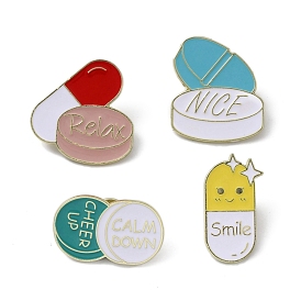 Alloy Pill Shape Brooch, Enamel Pins for Backpack, Clothes