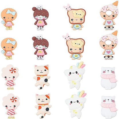 48 pcs 8 estilo cabujones de resina, forma de animales mixtos