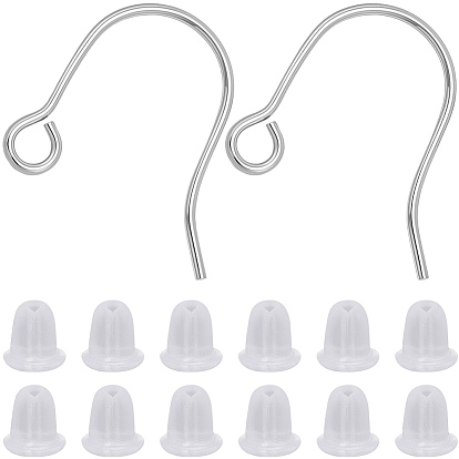 20 шт 316 хирургические крючки для серег из нержавеющей стали, с 20 пластиковыми ушными гайками