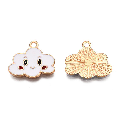 Alloy Enamel Pendants, Cadmium Free & Nickel Free & Lead Free, Light Gold, Cloud
