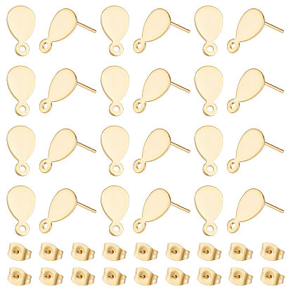 304 Выводы серьги из нержавеющей стали шпилька, с горизонтальными петлями и 201 ушными гайками/задними частями серег из нержавеющей стали, слеза