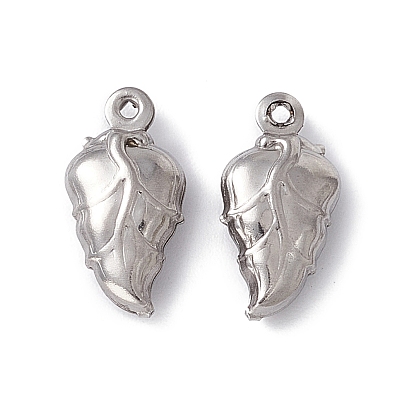 Pendentifs en acier inoxydable, charmes de feuilles
