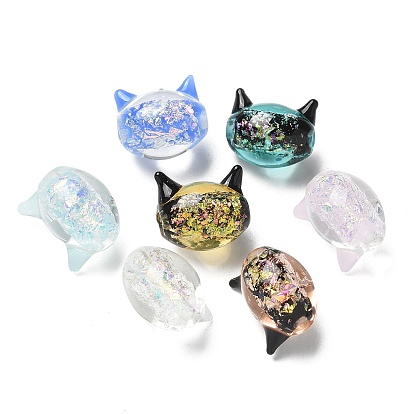 Нити из фольги в технике лэмпворк, кошка