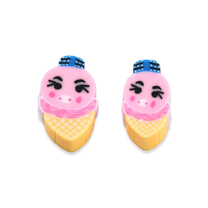 Handmade Polymer Clay Beads, Ice Cream with Expression