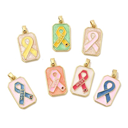 Подвески из латуни с эмалью в форме прямоугольника с узором из шелковой ленты, стойки покрытие, долговечный, без кадмия и без свинца, золотые