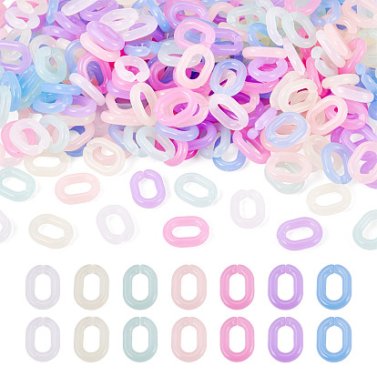 300Pcs Imitation Jelly Acrylic Linking Rings, Quick Link Connectors, for Cable Chain Making, Oval