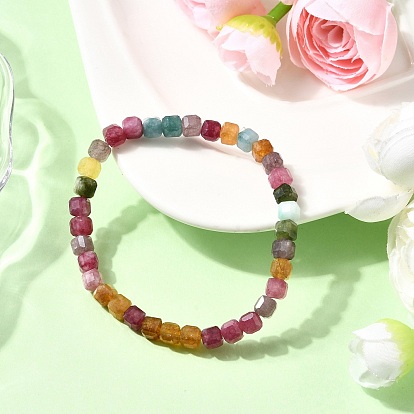 Браслеты из натуральных кубических бусин из драгоценных камней для мужчин и женщин, граненые