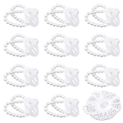 12 piezas 2 estilos de pulseras elásticas de perlas de imitación de plástico, con bordes de encaje, para dama de honor, nupcial, joyería de fiesta