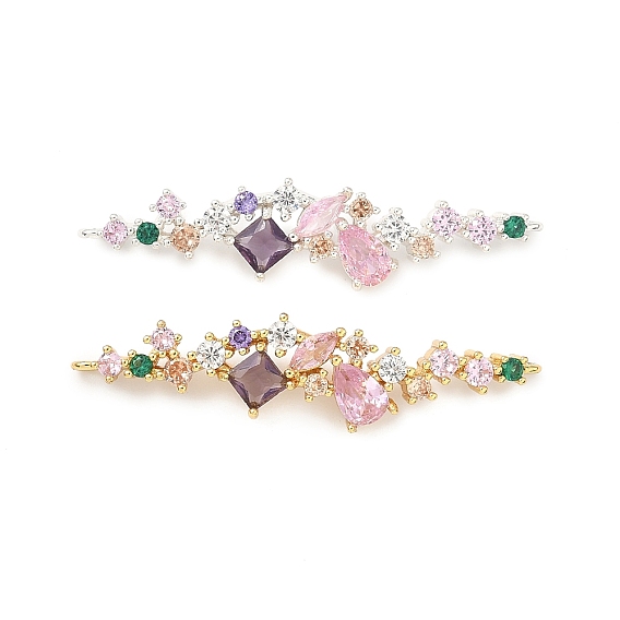 Подвески-подвески-цветочки из латуни с разноцветными кубическими циркониями