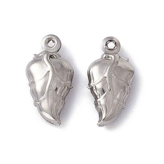 304 Stainless Steel Pendants, Leaf Charms