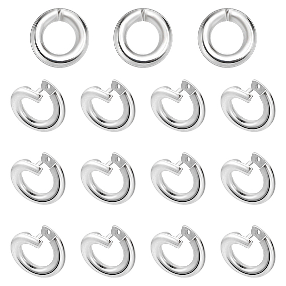 15Pcs 925 Sterling Silver Open Jump Rings, Round Locking Jump Rings