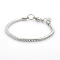 304 Stainless Steel European Style Round Snake Chains Bracelets, with Lobster Claw Clasp, 163x3mm