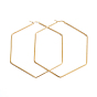 201 Stainless Steel Angular Hoop Earrings, with 304 Stainless Steel Pins, Hexagon
