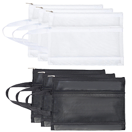 6шт 2 цвета нейлоновая сетка сумка для ручек, портативная сумочка, дорожная сумка для хранения, с застежкой-молнией, прямоугольные