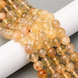 Естественный желтый флюорит бисер нитей, круглые