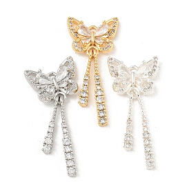 Латунные микропаве прозрачные подвески с фианитом, без кадмия, без никеля и без свинца, бабочка