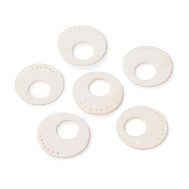 Natural Shell Connector Charms, Flat Round