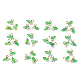 36шт. матовые акриловые подвески-цветы и листья, с золотой фольгой и настоящим 18позолоченным 304 золотом {3} из нержавеющей стали с открытыми соединительными кольцами и золотыми латунными штифтами с шарообразными головками