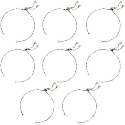 12 шт. 304 изготовление браслета-слайдера с цепочкой из нержавеющей стали, регулируемые браслеты боло, с прыжковых колец, сердце