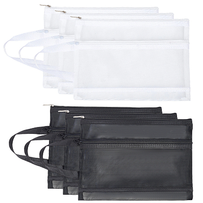 6шт 2 цвета нейлоновая сетка сумка для ручек, портативная сумочка, дорожная сумка для хранения, с застежкой-молнией, прямоугольные