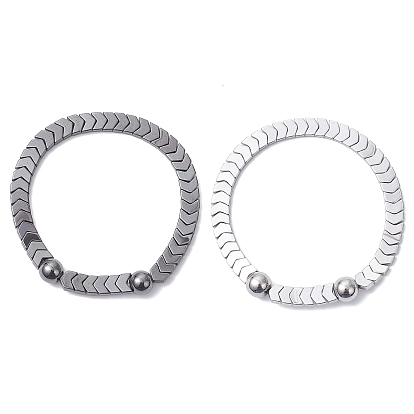 2шт. немагнитные синтетические гематитовые бусины, эластичные браслеты, стрелка