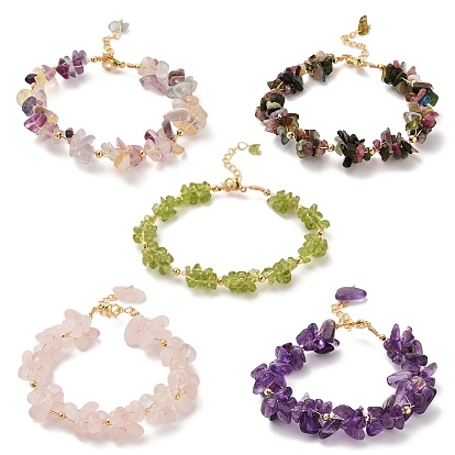 Браслеты из бисера с натуральными драгоценными камнями для женщин, с латунной фурнитурой 