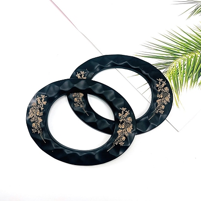 Текстурированные овальные ручки для сумок из смолы с цветочным принтом, для аксессуаров для замены сумок