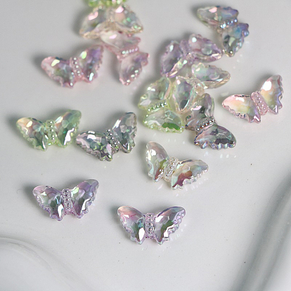 UV Plating Rainbow Iridescent Acrylic Beads, Faceted, Butterfly