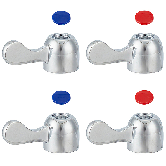 Ручки для смесителей для холодной и горячей воды в ванной из сплава и железа, с наклейкой и винтом