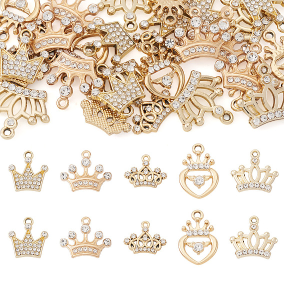 30шт 5 подвески со стразами в стиле сплава, с эмалью, корона