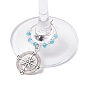 Alloy Pendants Wine Glass Charms, with Glass Beads
