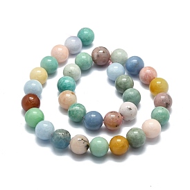 Un mélange naturel de pierres fines perles brins, amazonite naturelle & angélite & opale rose & jade myanmar, ronde