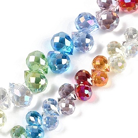 Electroplate Glass Beads Strands, Faceted, Teardrop