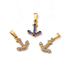 304 из нержавеющей стали горный хрусталь подвески, Якорь прелести, с 201 защелкой из нержавеющей стали на поручнях, ионное покрытие (ip), реальный 18 k позолоченный